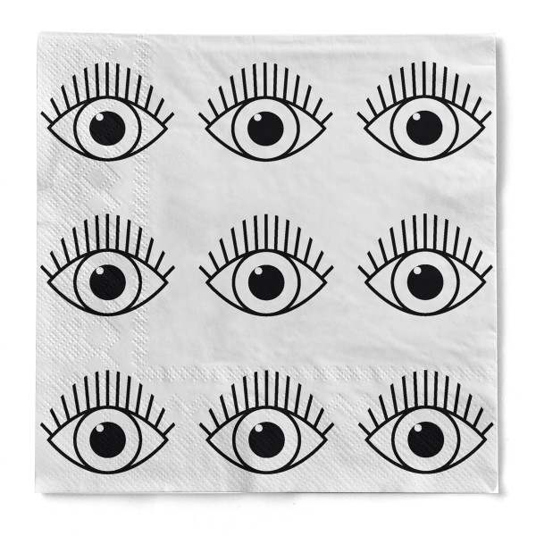 Serviette &quot;Eyes&quot; in Schwarz aus Tissue 33 x 33 cm, 20 Stück