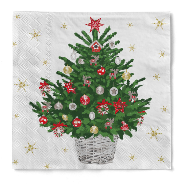 Serviette &quot;Nawel&quot; (Tannenbaum) aus Tissue 33 x 33 cm, 20 Stück