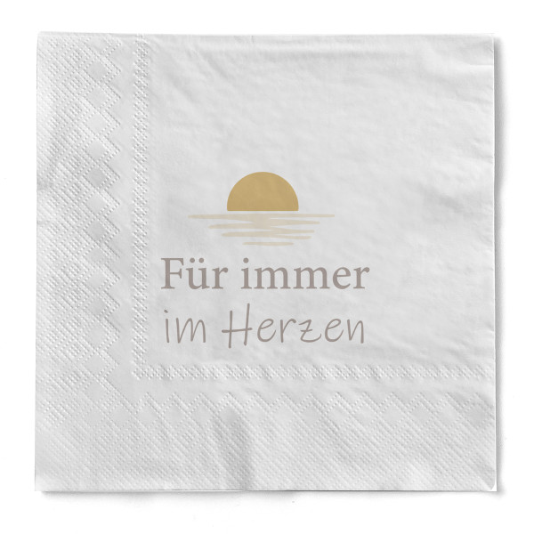 Serviette "Für immer im Herzen" aus Tissue 33 x 33 cm, 3-lagig, 1/4 Falz, 20 Stück