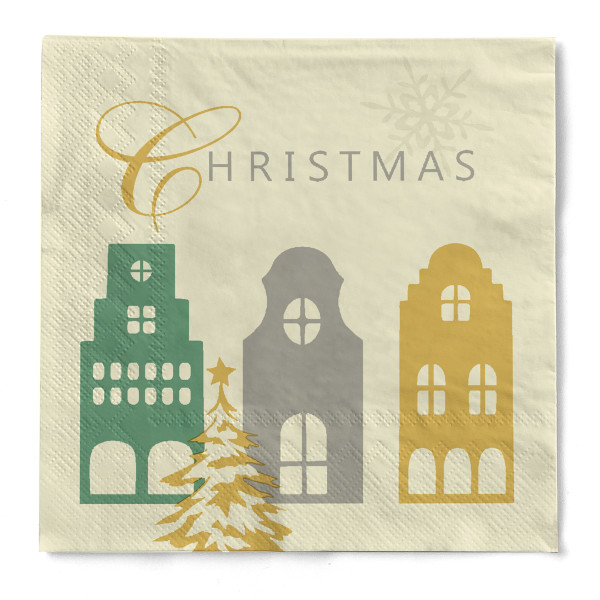 Weihnachtsserviette Julika aus Tissue 3-lagig, 33 x 33 cm, 1/4 Falz, 100 Stück