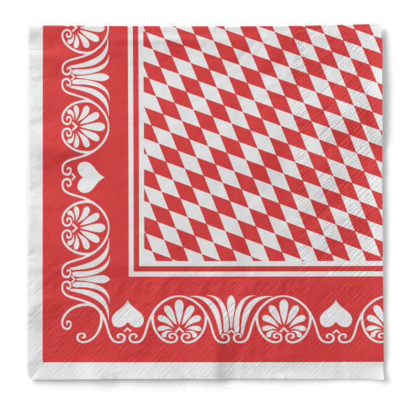 Serviette Bavaria in Rot aus Tissue 33 x 33 cm, 3-lagig, 100 Stück