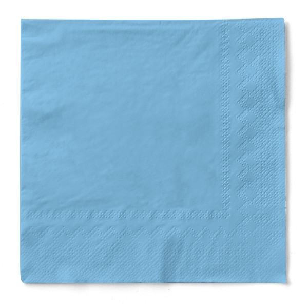 Cocktail-Servietten Hellblau aus Tissue 25 x 25 cm, 100 Stück