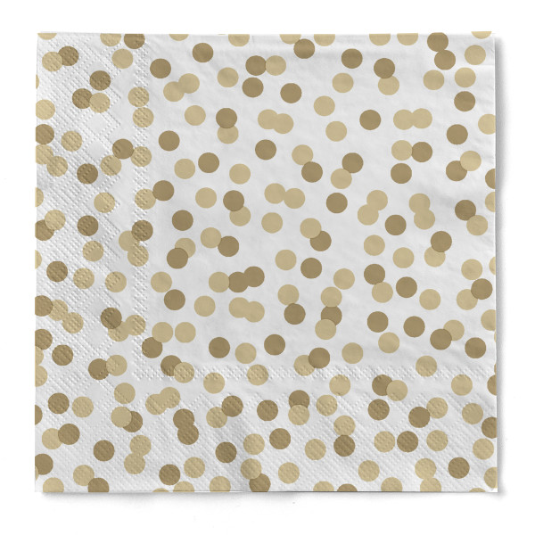 Cocktail-Serviette &quot;Konfetti&quot; in Gold-Champagner aus Tissue 3-lagig, 25 x 25 cm, 20 Stück