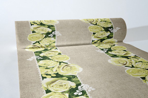 Tischläufer Lovely Roses in Gelb aus Linclass® Airlaid, 40 cm x 24 m , 1 Stück