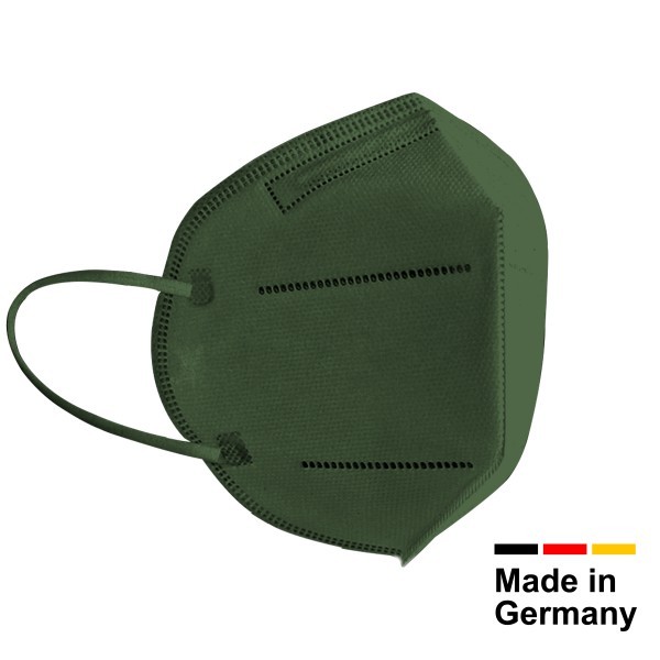 FFP2 Masken farbig, CE2841 - hergestellt in Deutschland - Einzel Verpackt-10 Stk/Box, Olivgrün