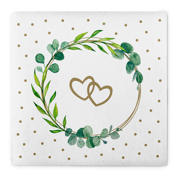 Airlaid Serviette Eukalyptus-Herz, 40 x 40 cm, 6x50 Stück