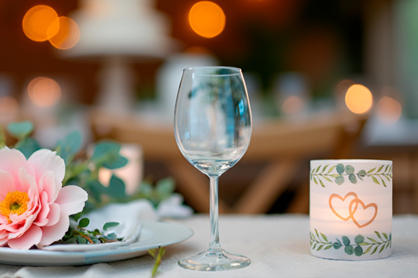 Windlicht Banderole für Kerzengläser Design Eukalyptus Herz - 12 Stück