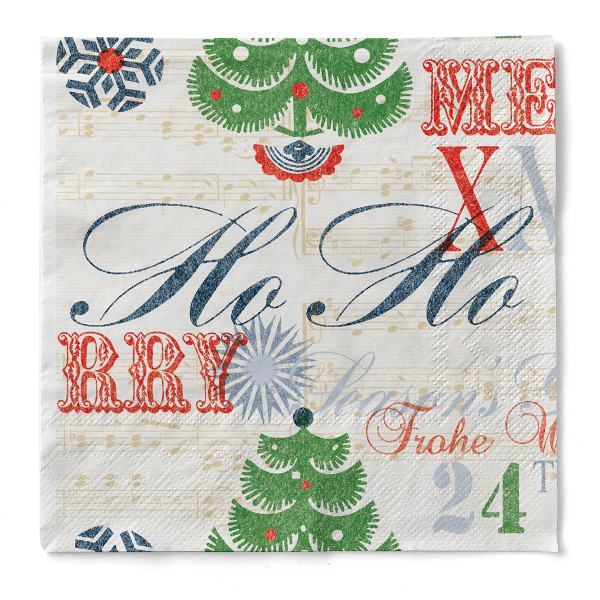 Weihnachtsserviette Xmas-Greetings in Bordeaux aus Tissue 40 x 40 cm, 100 Stück
