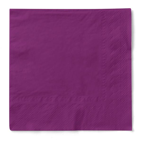 Serviette Aubergine aus Tissue 33 x 33 cm, 3-lagig, 20 Stück