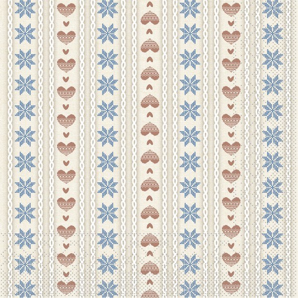 Serviette Trixi in Braun-Blau aus Tissue 33 x 33 cm, 20 Stück