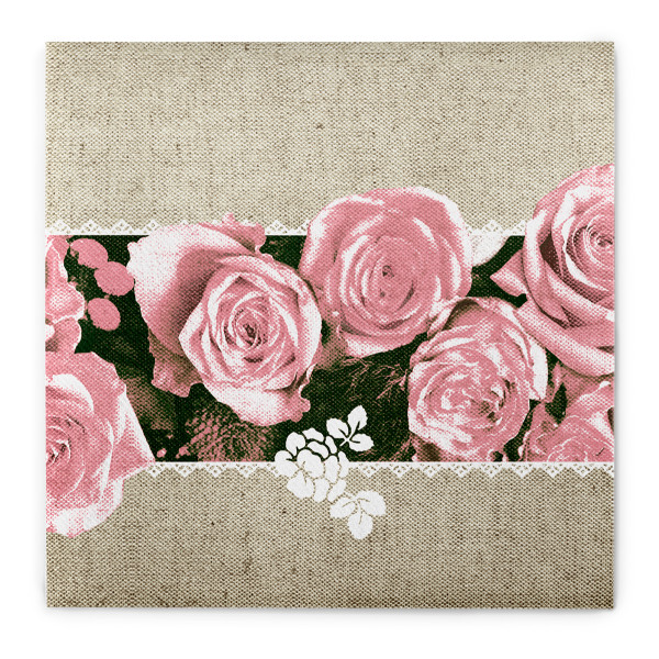 Serviette Lovely Roses in Rosa aus Linclass® Airlaid, 40 x 40 cm, 1/4 Falz, 50 Stück