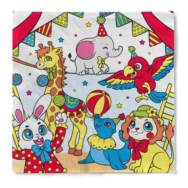 Tissue Serviette Zirkus, 33 x 33 cm, 600 Stück