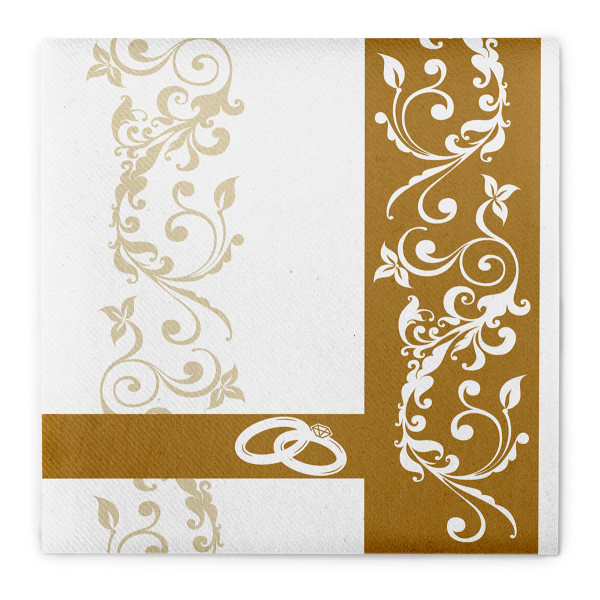 Serviette Hochzeit in Gold aus Linclass® Airlaid 40 x 40 cm, 50 Stück