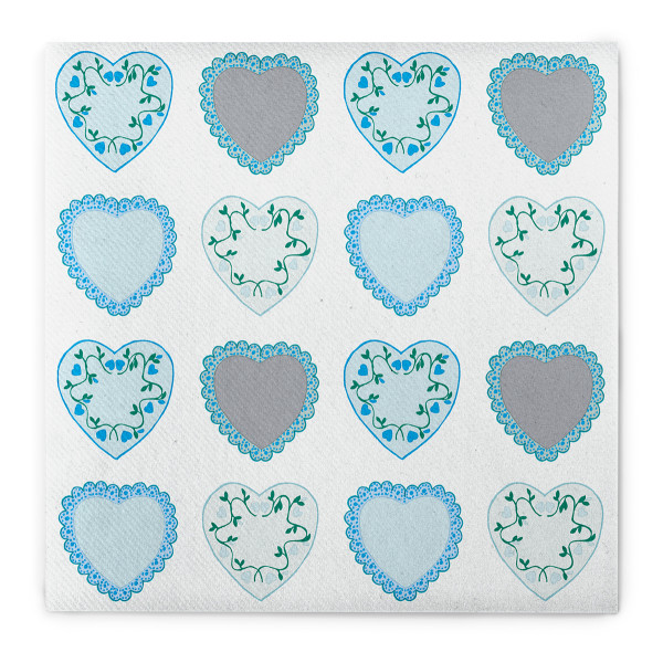 Serviette Sweet Love in Blau aus Linclass® Airlaid 40 x 40 cm, 12 Stück