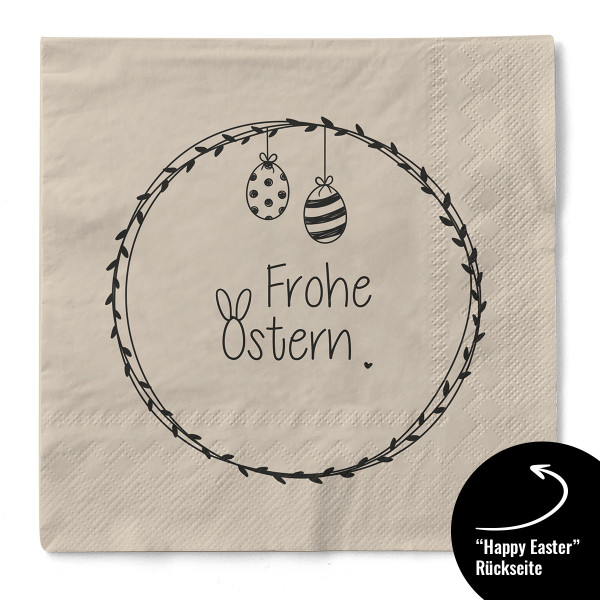 Serviette &quot;Frohe Ostern (Ei) - Happy Easter&quot; aus Tissue 33 x 33 cm, 20 Stück
