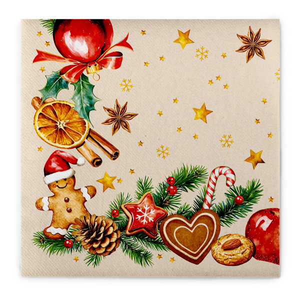Weihnachtsserviette Tabita aus Linclass® Airlaid, 40 x 40 cm, 1/4 Falz, 50 Stück