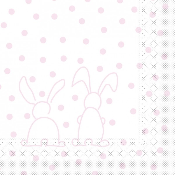 Serviette Rabbits in Rosa aus Tissue 33 x 33 cm, 20 Stück