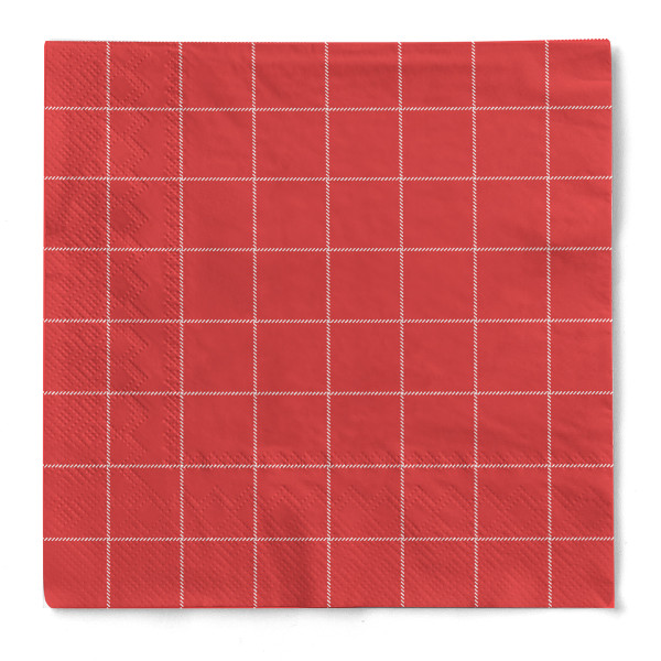 Serviette &quot;Karo&quot; in Rot aus Tissue 33 x 33 cm, 20 Stück