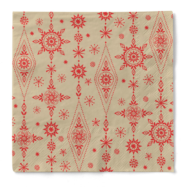 Weihnachtsserviette Brigitte in Sand-Rot aus Tissue 33 x 33 cm, 3-lagig, 100 Stück