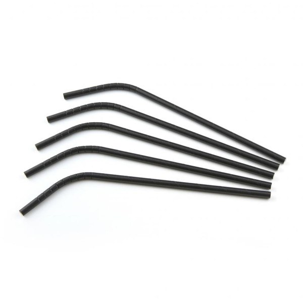 Trinkhalm aus Papier FSC®, in Schwarz, flexibel, Ø 6 mm / 24 cm, 200 Stück