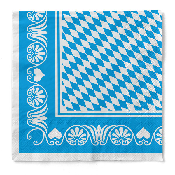 Serviette Bavaria in Blau aus Tissue 33 x 33 cm, 3-lagig, 100 Stück