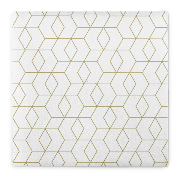 Serviette &quot;Fineline&quot; in Weiß-Gold aus Linclass® Airlaid 40 x 40 cm, 12 Stück