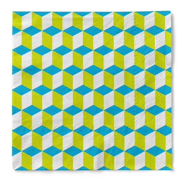 Serviette Chicago in Grün-Blau aus Tissue 33 x 33 cm, 20 Stück