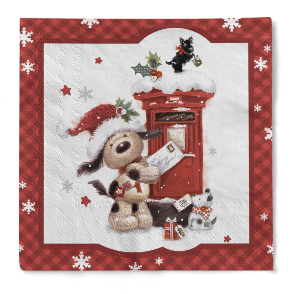 Serviette &quot;Dollydogs&quot; (Weihnachten) aus Tissue 33 x 33 cm, 20 Stück