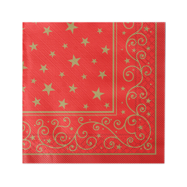 Weihnachtsserviette Liam in Rot aus Tissue Deluxe®, 4-lagig, 40 x 40 cm, 50 Stück