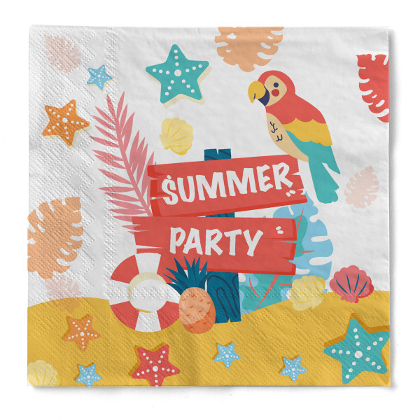 Serviette &quot;Summer Party&quot; aus Tissue 33 x 33 cm, 20 Stück