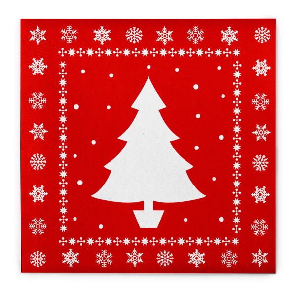 Weihnachtsserviette White Tree in Rot aus Linclass® Airlaid 40 x 40 cm, 12 Stück