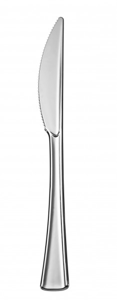 Einweg-Messer metallisiert aus Plastik, 19 cm, Silber, 50 Stück