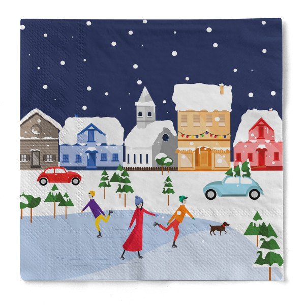 Weihnachtsserviette &quot;Merry Merry&quot; aus Tissue 3-lagig, 33 x 33 cm, 20 Stück