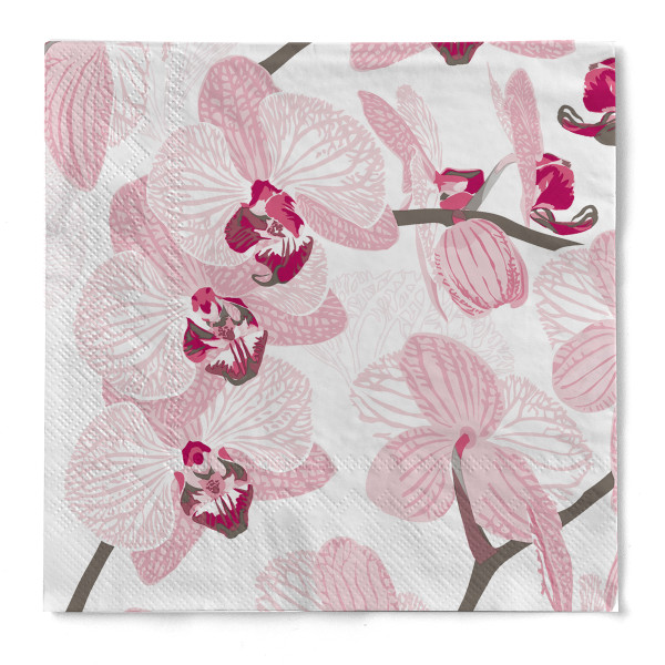 Serviette &quot;Aphrodite&quot; (Orchidee) aus Tissue 33 x 33 cm, 20 Stück