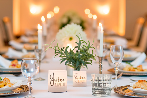 Windlicht Banderole für Kerzengläser Design Guten Appetit - 12 Stück