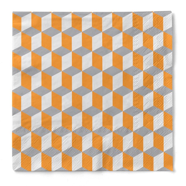 Serviette Chicago in Orange-Grau aus Tissue 33 x 33 cm, 20 Stück