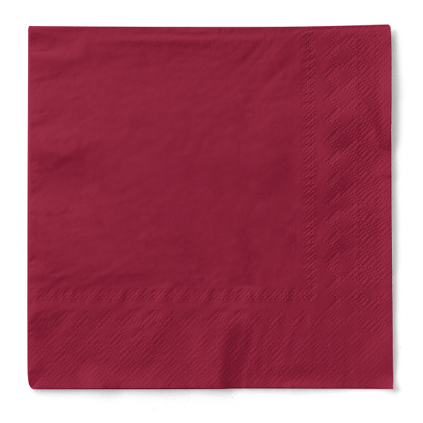 Serviette in Bordeaux aus Tissue 3-lagig, 33 x 33 cm, 100 Stück