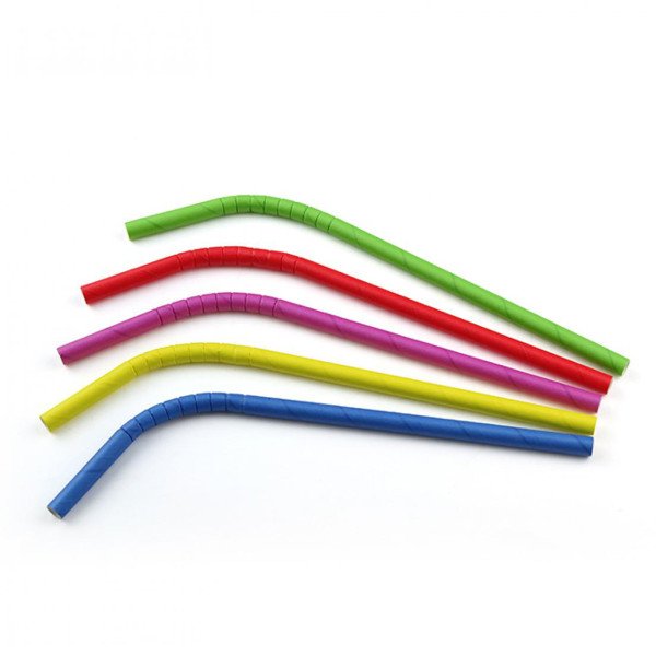 Trinkhalm aus Papier FSC®, farbig sortiert, flexibel, Ø 8 mm / 24 cm, 100 Stück