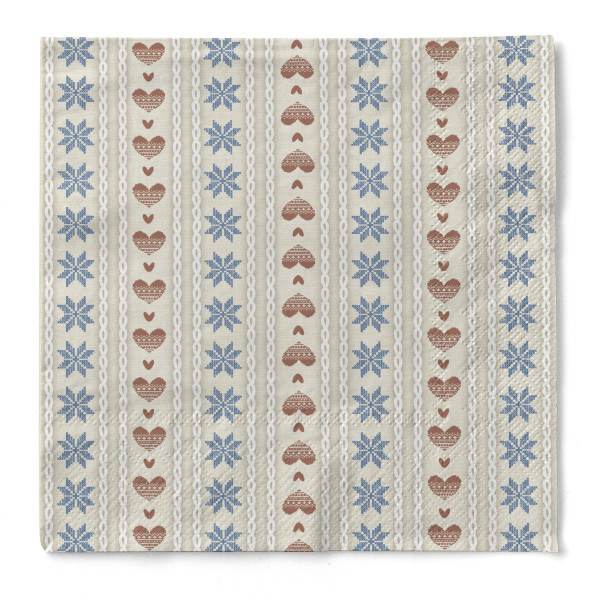 Weihnachtsserviette Trixi in Braun-Blau aus Tissue 33 x 33 cm, 20 Stück