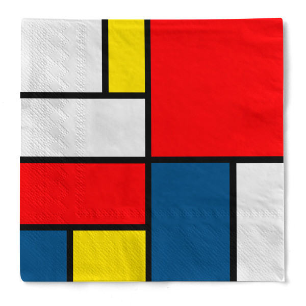 Serviette &quot;Mondri&quot; Retro aus Tissue 33 x 33 cm, 20 Stück
