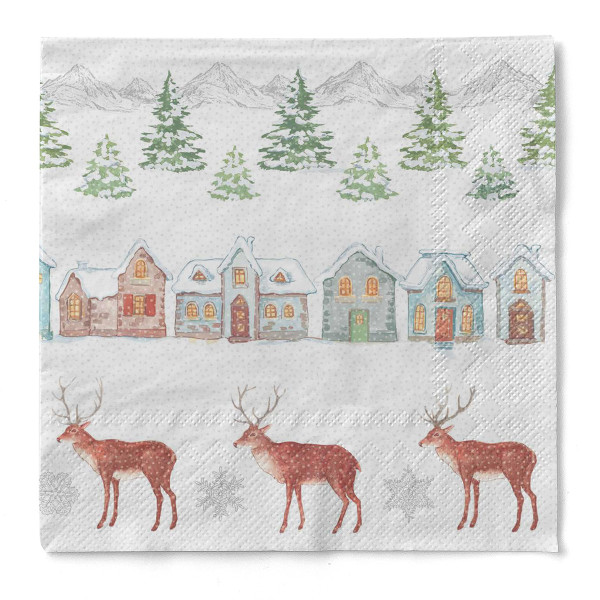 Weihnachtsserviette Sandy aus Tissue 3-lagig, 40 x 40 cm, 1/4 Falz, 100 Stück