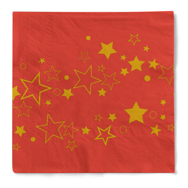 Weihnachtsserviette &quot;Galaxy Rot-Gold&quot; aus Tissue 3-lagig, 33 x 33 cm, 20 Stück