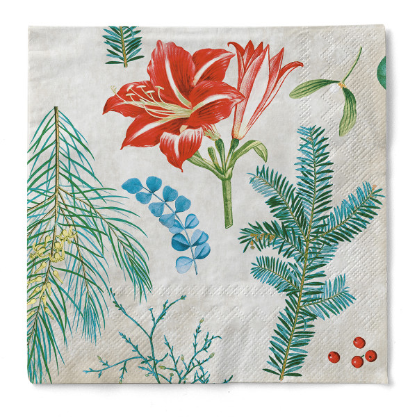 Serviette Amaryllis aus Tissue 3-lagig, 40 x 40 cm, 1/4 Falz, 100 Stück