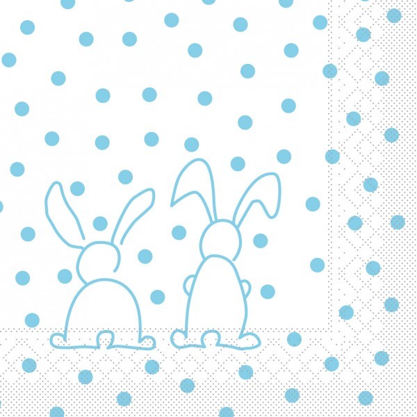 Serviette Rabbits in Türkis aus Tissue 33 x 33 cm, 20 Stück