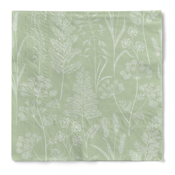 Serviette Benjamin in Salbei aus Tissue 3-lagig, 33 x 33 cm, 1/4 Falz, 100 Stück