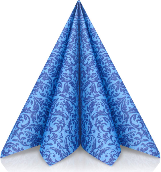 Airlaid Serviette Ornaments in Blau, 40 x 40 cm, 50 Stück