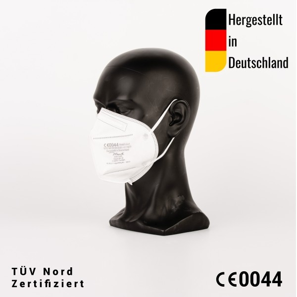 100 Stück FFP2 Halbmasken, TÜV Nord zertifiziert CE0044 - hergestellt in Deutschland - MankProtect