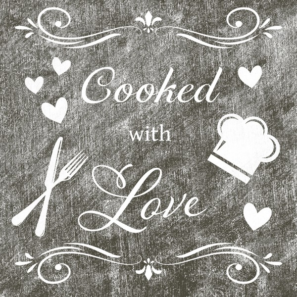 Serviette Cooked with Love aus Linclass® Airlaid 40 x 40 cm, 12 Stück