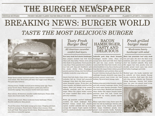 Papier Tischset Newspaper in Grau, 40 x 30 cm, 500 Stück