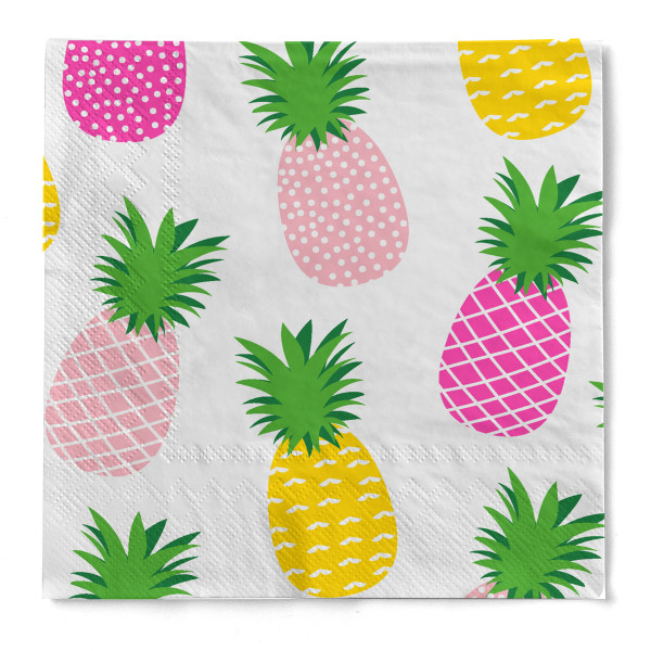 Cocktail-Serviette &quot;Ananas&quot; aus Tissue 3-lagig, 25 x 25 cm, 20 Stück